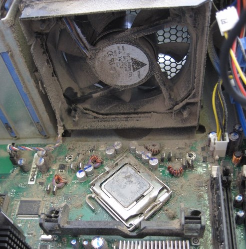Dell E520 fan showing dust and CPU