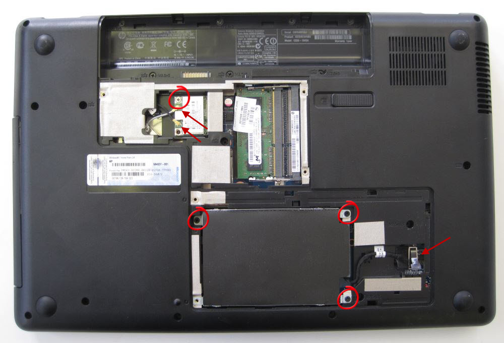 HP Compaq removing hard drive and wifi card