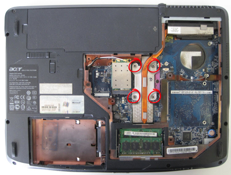 Removing the heat sink from an Acer Aspire 5315
