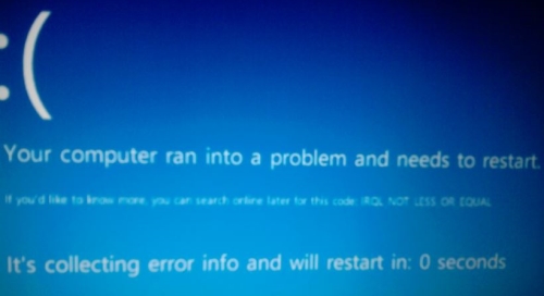 Your computer ran into a problem and needs to restart